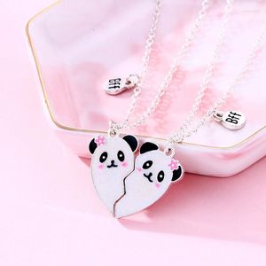 Collares pendientes 2023 Panda de dibujos animados corazón roto collar BFF pareja joyería para niños niñas moda amistad amigos regalos