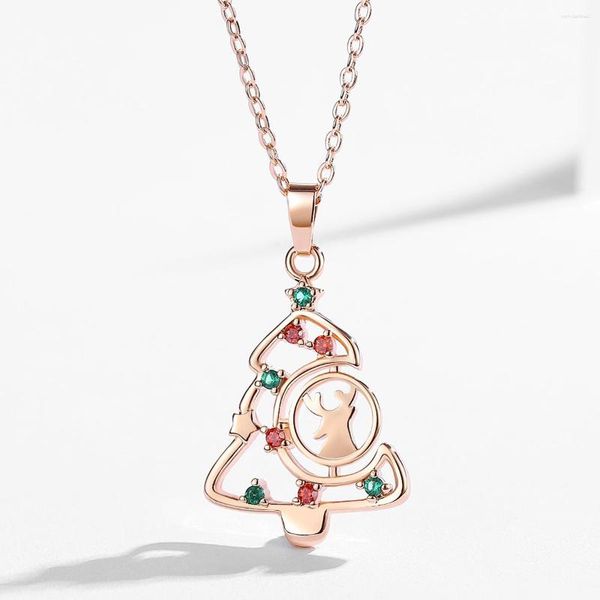 Pendentif Colliers 2023 Cadeau de Noël Collier d'arbre pour femmes Lumière Luxe Niche Design Haut de gamme Couleur Or Bijoux