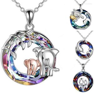 Pendentif Colliers 2023 Cercle Cristal Éléphant Tortue Dauphin Charme Collier Pour Femmes Filles Fête Des Mères Bijoux Cadeaux Dz718