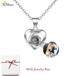 Pendentif Colliers 2023 Personnalisé Po Projection Collier Personnalisé Femmes Coeur Bijoux De Noël Cadeau Avec Boîte 231128