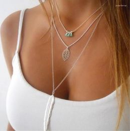 Pendentif colliers 2023 bijoux à bricoler soi-même breloque perles mode couleur feuilles 3 couches multicouche tour de cou chaîne collier pour les femmes