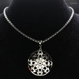 Pendentif colliers 2023 mode grande fleur en acier inoxydable collier pendentifs femmes couleur argent bijoux Colgantes Mujer Moda N1645S07