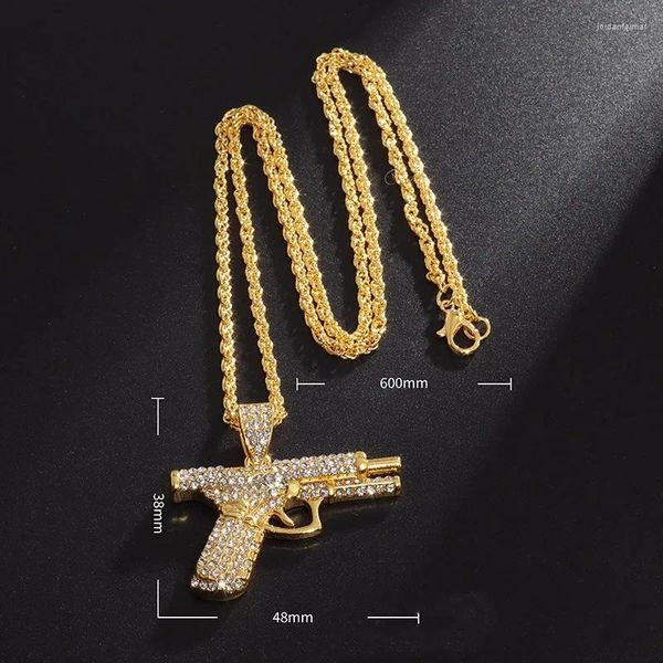 Pendentif Colliers 2023 Mode Hip Hop Cristal Pistolet Collier Personnalité Cool Rap Tendance Pour Hommes Femmes Fête Bijoux Cadeau