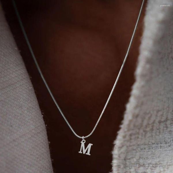 Pendentif Colliers 2023 Mode Collier Initial Hommes Classique En Acier Inoxydable A-Z Lettre Chaîne Pour Bijoux Cadeau