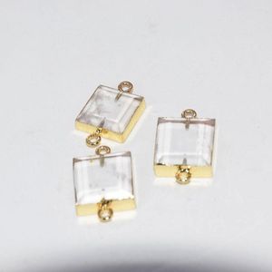 Hangende kettingen 2023 mode sieraden natuurlijke rots helder kristal kwarts vierkante connector femme gold vergulde ringsteen voor vrouwen