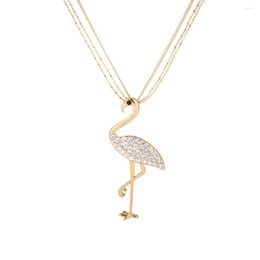 Hangende kettingen 2023 mode sieraden roze zilveren flamingo ketting voor vrouwen big bird email charmant lang kerstcadeau