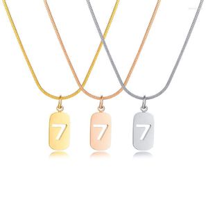 Hanger Kettingen 2023 Mode-sieraden Roestvrij Staal Geluksgetal 7 Eenvoudige Trui Keten Femme Ketting Geschikt Voor Vrouwen