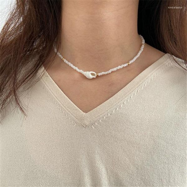 Pendentif colliers 2023 mode dame bohème personnalité riz perle collier clavicule chaîne léger femmes exclusif bijoux
