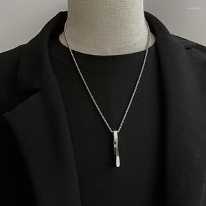 Pendentif Colliers 2023 Mode Hommes Noir Rectangle Collier Pour À La Mode Simple En Acier Inoxydable Spirale Chaîne Bijoux Cadeau