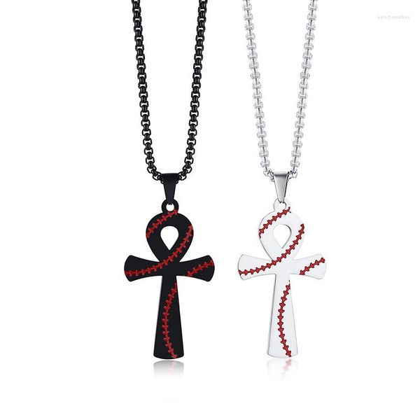 Pendentif Colliers 2023 Mode En Acier Inoxydable Matériel Baseball Motif Anka Croix Charmant Et Personnalisé Collier Convient Aux Hommes