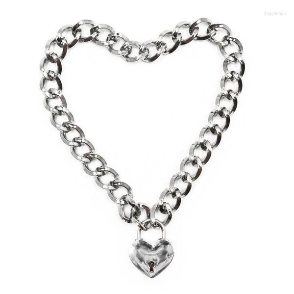 Collares pendientes 2023 Goth Harajuku Heart Love Lock Punk Collar Igirl 90s Accesorios estéticos Joyería Gargantilla E Boy Girl Collares Cadenas