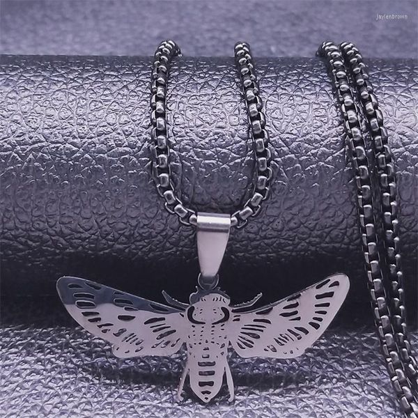 Pendentif Colliers 2023 Gothique Moth Chaîne En Acier Inoxydable Pour Hommes / Femmes Noir Couleur Long Charme Bijoux Halloween Cadeau N4400S03