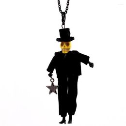 Ожерелья с подвесками 2023, Хэллоуин, череп, кукла, ожерелье, платье, черная шляпа, ручная работа, французский забавный старик, модные украшения, длина 72 см