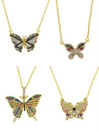 Colliers pendants 2023 Collier de papillon Harajuku pour femmes arc-en-ciel cz gold chaîne de couleurs couloir les bijoux de mode femelle