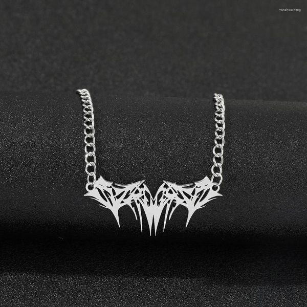 Pendentif Colliers 2023 Hip Hop Rock Argent Couleur Métal Épines Collier Pour Femmes Hommes Punk Unisexe Mode Chauve-Souris Chaîne Gothique Ras Du Cou