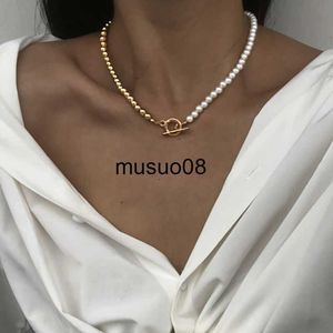 Collares pendientes 2023 moda caliente perlas de imitación collar de cadena de cuentas para mujeres clásico Vintage OT broche color oro gargantilla cuello joyería regalo J230601