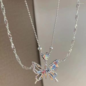 Pendentif Colliers 2023 Collier papillon irrégulier pour femmes filles exquise chaîne de clavicule à double couche Y2K cadeau de bijoux esthétiques