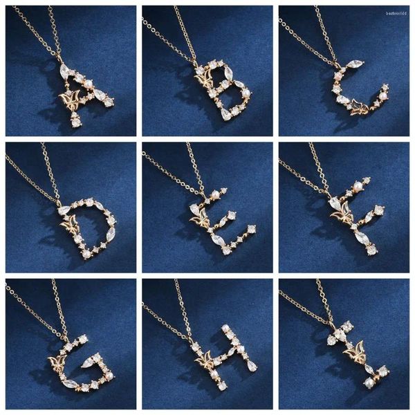 Collares colgantes 2023 Moda coreana 26 Collar de letras iniciales en inglés para mujeres Chica Zircon Pearl Cumpleaños Aniversario Regalo de joyería