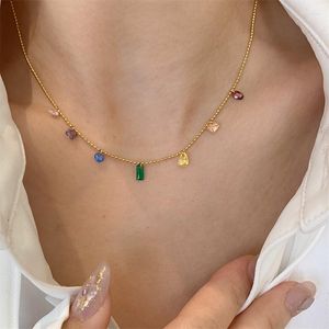 Hanger Kettingen 2023 Licht Kleurrijke Zirkoon voor Vrouwen Aanslag Gratis Waterdichte Rvs Choker Sieraden Accessoires