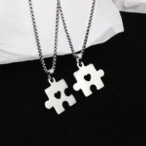 Pendentif Colliers 2023 Amour Puzzle Collier Pour Femmes Hommes Mode Drôle Titane Acier No Fade Coeur Chaîne Bijoux Mignon Couple Accessoires