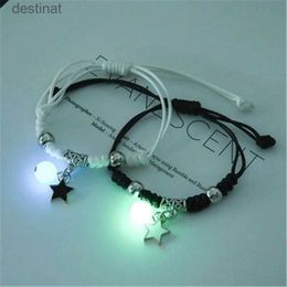 Collares colgantes 2023 Luminoso Gato Estrella Luna Pulsera Pareja Encanto Hecho a mano Cuerda ajustable Amigo Pulsera Infinito Amor Joyería RegalosL242313