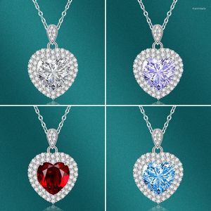 Pendentif Colliers 2023 De Luxe Bleu Violet Rouge Argent Couleur Coeur Collier Pour Les Femmes Anniversaire Cadeau Bijoux En Gros X8243