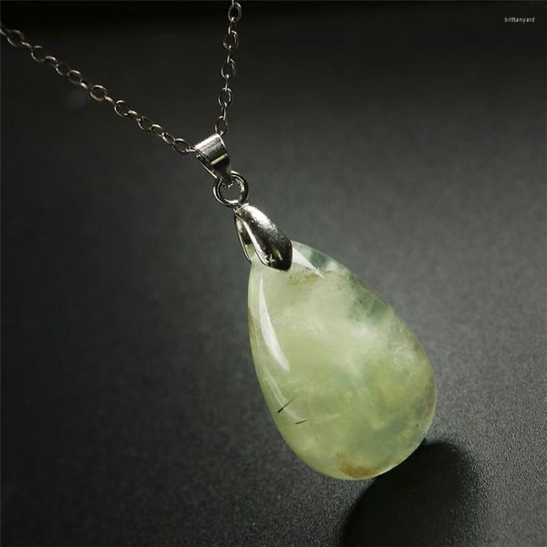 Colliers pendentifs 2023 Ly véritable cristal vert naturel femmes collier perle dame bijoux 29 18 9mm pendentifs uniques