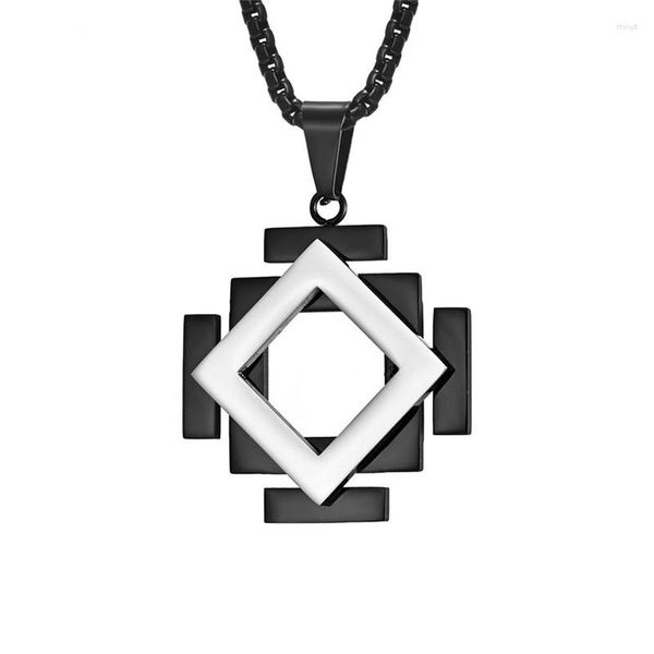 Pendentif Colliers 2023 Hommes Classique Géométrie Collier Flottant Simple Creux Noir Or Couleur Bijoux En Acier Inoxydable