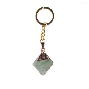 Pendentif colliers 2023 naturel brut losange Fluorite pendentif-plaqué or femmes mode cadeau pour hommes/femmes Couple pendentifs