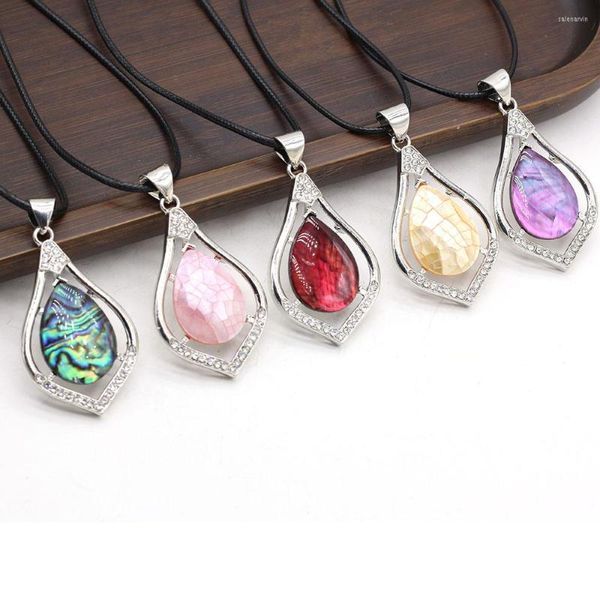 Pendentif Colliers 2023 Alliage De Coquille Naturelle En Forme De Goutte Violet Blanc Rose Multicolore Collier Bijoux Exquis Cadeau Fête Pour Les Femmes