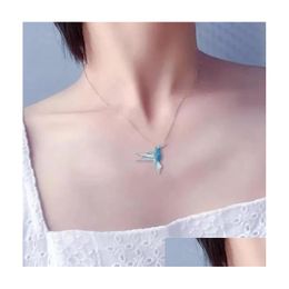 Colliers pendentifs 2023 Collier Designer 1pc Style unique mode Bleu Hummingbird Bird Girls Femmes Jewelry Summer Gift Drop délivre dhxbt