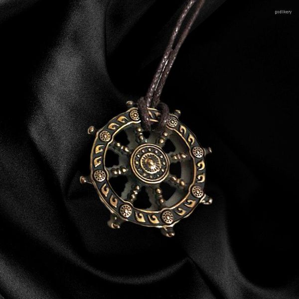 Colliers pendants 2023 Collier pour hommes Dharma Wheel of Life Samsara Buddhist Amulet Talisman Party Birthday