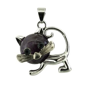 Colliers pendentifs 2023 Nouvelle vente de pierre précieuse chat de ruban avec acier inoxydable pour la fabrication de bijoux collier livraison directe pendentif Dhgarden Dhxck