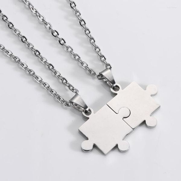 Collares colgantes 2023 Punk Hip Hop Puzzle Collar para mujeres Hombres Moda Acero inoxidable Pareja Amistad Joyería Regalos