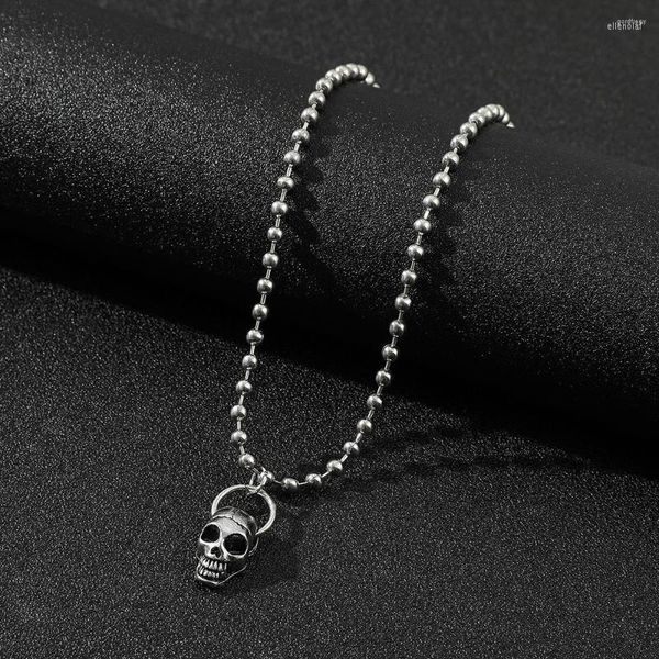 Collares pendientes 2023 Punk Skull Metal collar Retro Color plata hombres Hip Hop Rock moda fiesta joyería Bohemia