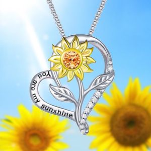 Hanger kettingen 2023 S925 Sterling Silver Sunflower ketting Je bent de zon in mijn hart voor vrouwen