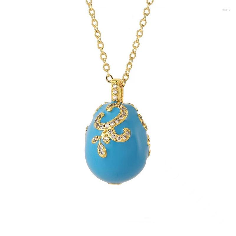 Pendant Necklaces 2023 Selling Enamel Inlaid Crystal Easter And Christmas Faberge Egg Necklace