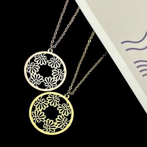 Pendentif Colliers 2023 Acier Inoxydable Feuilles Herbe Collier Pour Hommes Personnalisé Creux Rond Femmes Bijoux Beau Cadeau