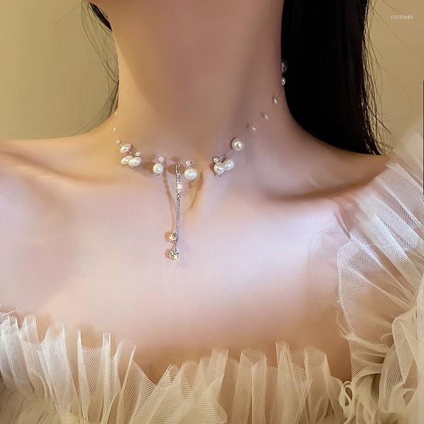 Pendentif Colliers 2023 Mode D'été Brillant Kpop Poire Collier Pour Femmes Filles Élégant Perle Chaîne Pendentif Bijoux De Mariage Sur Le Cou