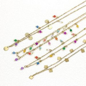 Pendentif Colliers 2023 Tendance Bijoux Couleur Pierre Ras Du Cou En Acier Inoxydable Or Protection Anti-allergie Collier Pour Femmes Cadeaux