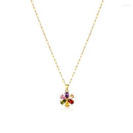 Hangende kettingen 2023 Trend jonge vrouwen 18k kleurrijke bloemen zirkon titanium stalen ketting sieraden