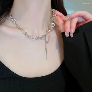 Hanger Kettingen 2023 Trendy Glanzende Zirkoon Ster Brief Ketting Voor Vrouwen Spice Sweet Cool Girl Kwastje Ketting Choker Sleutelbeen Hals sieraden