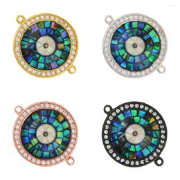 Pendentif Colliers 2023 Turc Twin Hole Evil Luck Eye Shell Charms CZ Pavé Bijoux Ronds Pour Femmes Bracelet DIY Accessoires Fourniture