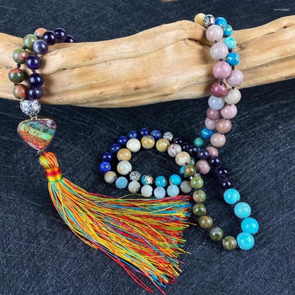 Collares colgantes 2023 Único estilo boho piedra natural borlas coloridas cuentas de encanto anudadas bohemia lariat collar largo yoga energía regalo