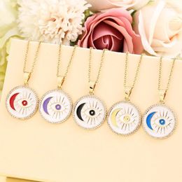 Pendentif Colliers 2023 Vintage en acier inoxydable couleur lune démon oeil collier pour femmes charme fête bijoux cadeau