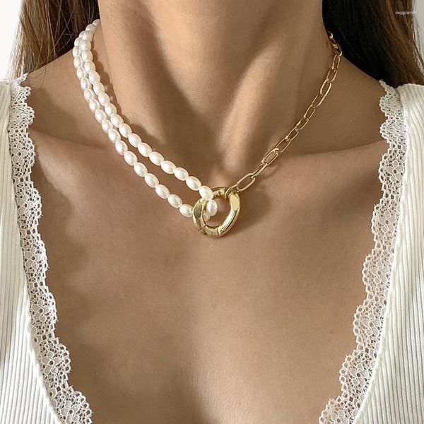 Collares colgantes 2023 Collar de cadena de perlas de imitación única Vintage para mujeres joya de gargantilla de clavícula multicapa gótica gótica