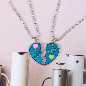 Hangende kettingen 2023 fashion vriend ketting blauw hart vorm brief love bff mannen en vrouwen vriendschap sieraden cadeau