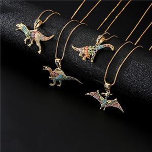 Pendentif Colliers 2023Fashion HipHop Jewel Collier Unisexe Cuivre Couleur Zircon Plaqué 18KGold Mignon Dinosaure Série Fête Anniversaire PresentPen