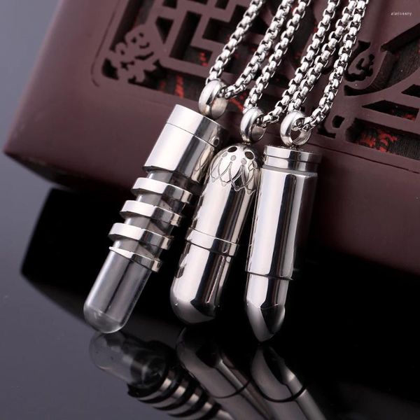 Collares colgantes 2024 316L Collar difusor de acero inoxidable Aromaterapia Joyería Bolus Bullets Charm Locket Botella Perfume