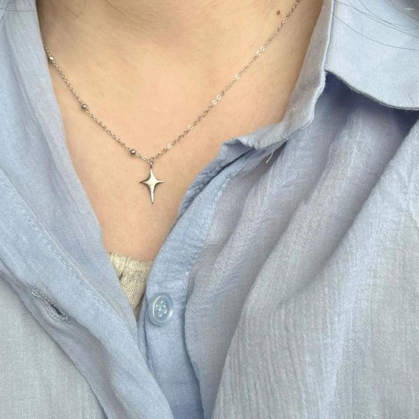 Collares colgantes 2024 925 Collar de plata de plata esterlina estrella de estrella cadena de cuello personalizado asimétrico para regalos de cumpleaños para joyas de amigos